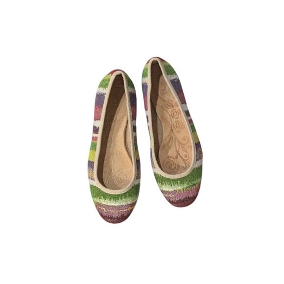New Born Ballerina Flats Shoes Abbee Colorful Linen Colorful Stripe - Picture 5 of 7